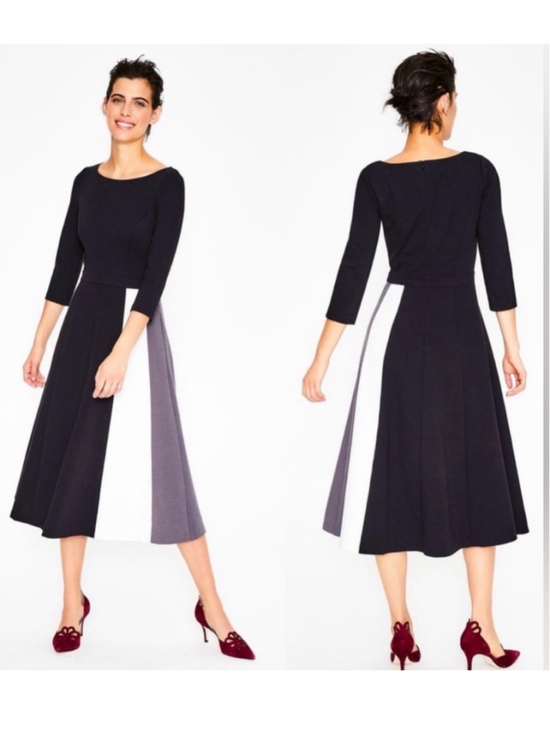 Boden Dresses & Skirts - Women's Boden Claudia Midi Dress Size 10 Black White Colorblock